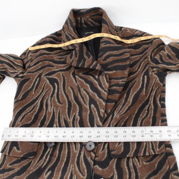 NWT Zara overcoat womens XS double breasted animal print straight cut coat - Picture 13 of 16